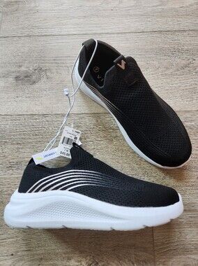 Vively Black Grand Running Tennis Shoes Womens 7w Slip On Activewear Nwt